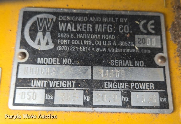 image for item EN8695 2000 Walker MDDGHS ZTR lawn mower