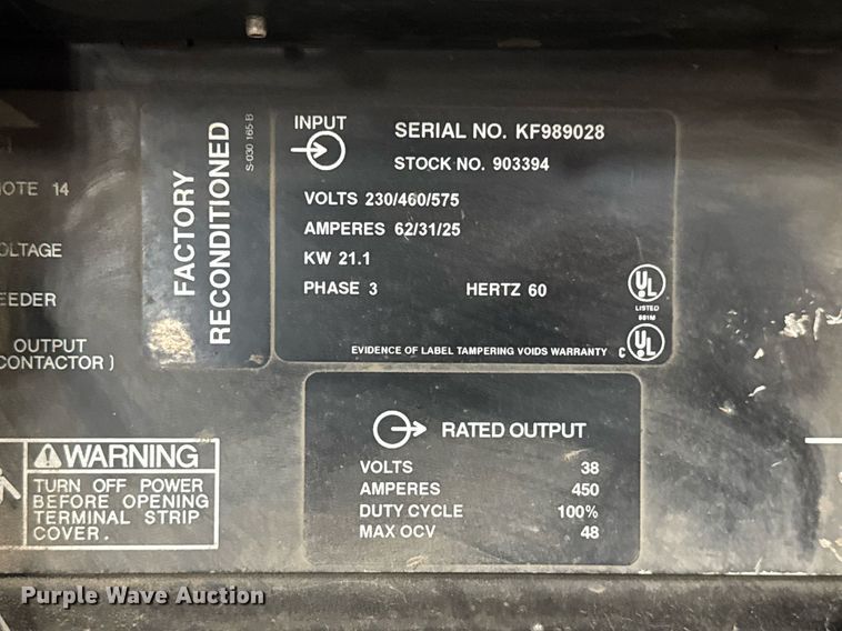 image for item EQ1164 Miller Deltaweld 452 welder