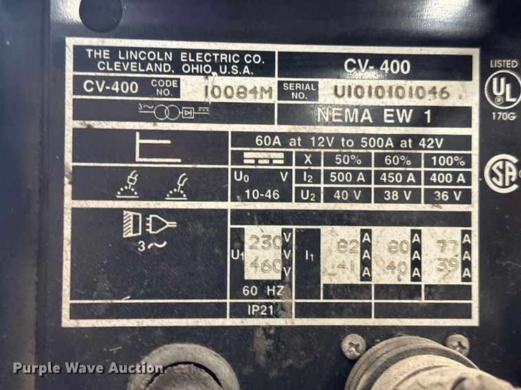 image for item EQ1165 Lincoln Electric CV-400 welder