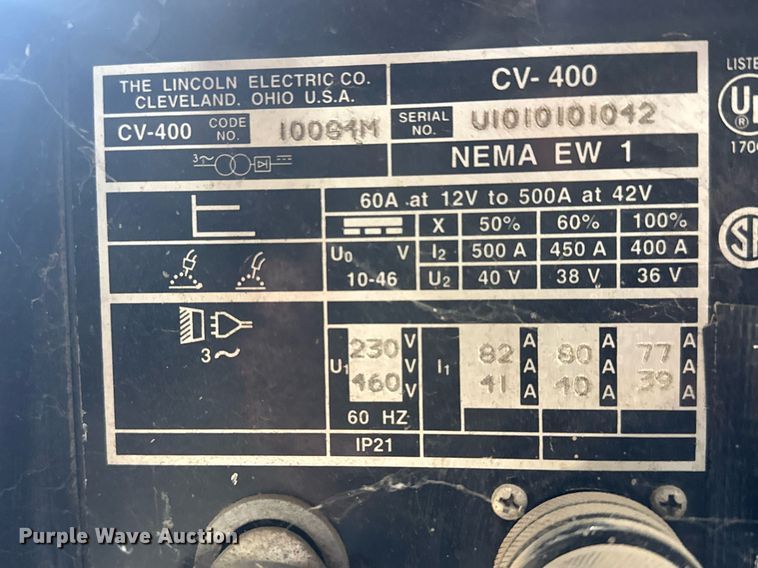 image for item EQ1166 Lincoln Electric CV-400 welder