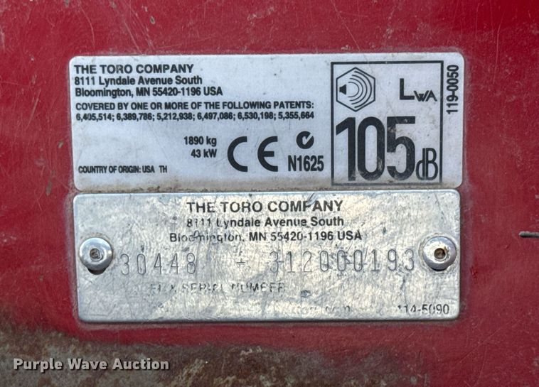 image for item EQ1191 2012 Toro Groundmaster 4000D lawn mower