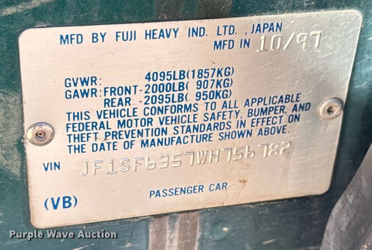 image for item EQ1208 1998 Subaru Forester L SUV