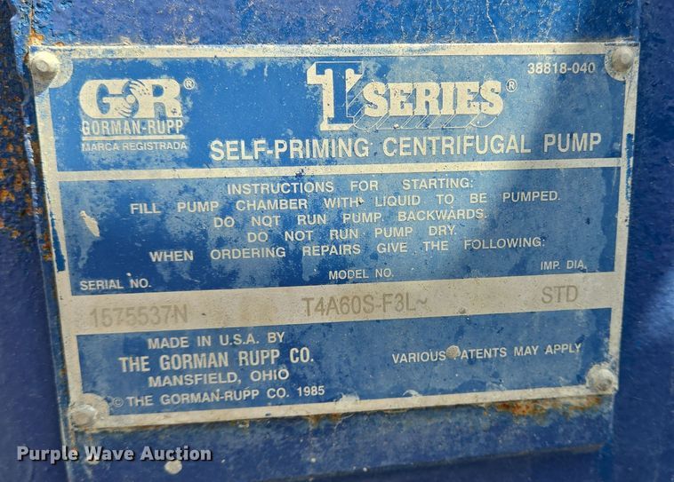 image for item EQ2561 Gorman-Rupp T4A60S-F3L pump