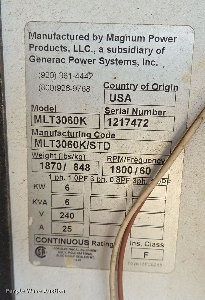 image for item EQ2578 Magnum MLT3060K light plant