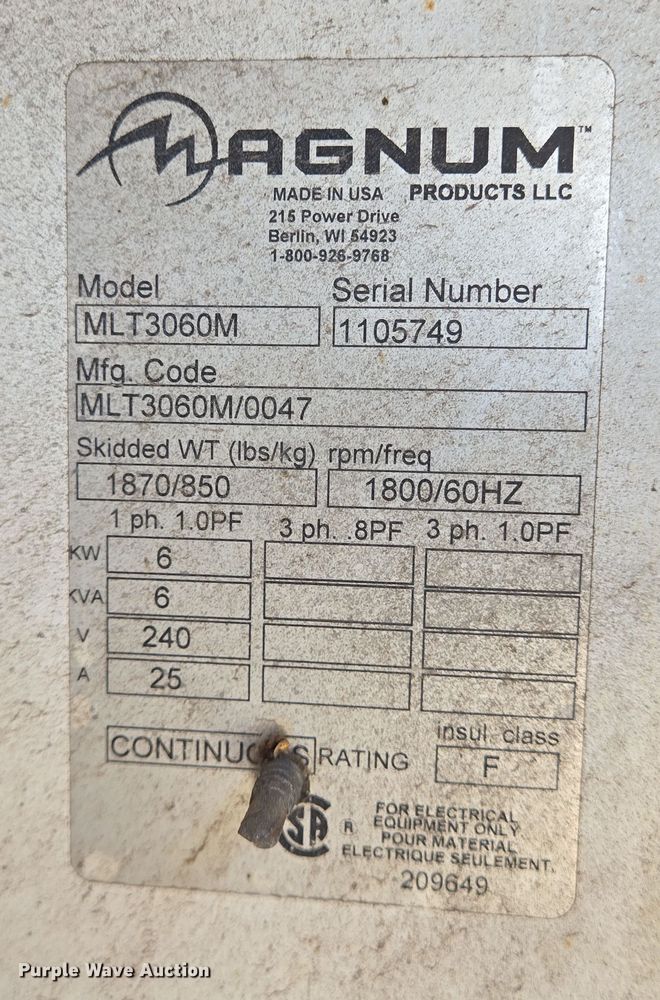 image for item EQ2580 2011 Magnum MLT3060M light plant