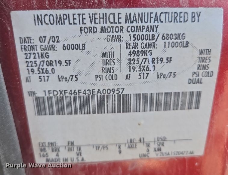 image for item EQ6716 2003 Ford F450 Super Duty  utility / service truck