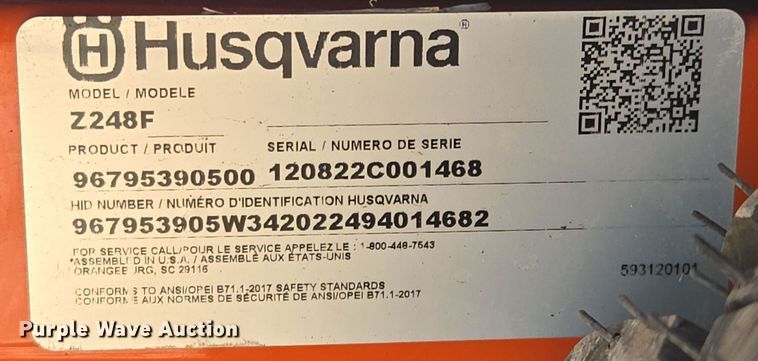 image for item EQ6818 Husqvarna Z 248F Special Edition ZTR lawn mower