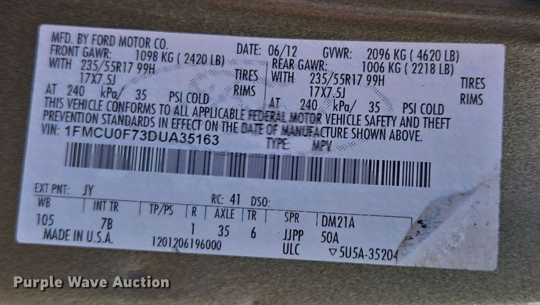 image for item EQ6864 2013 Ford  Escape  SUV