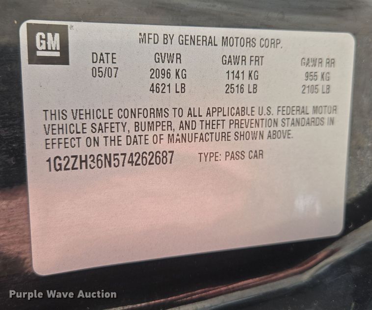 image for item EQ6868 2007 Pontiac  G6 convertible
