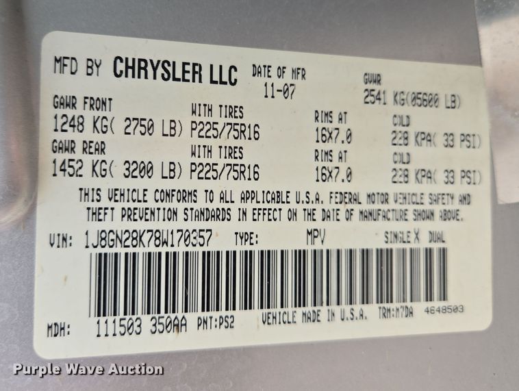 image for item EQ6869 2008 Jeep  Liberty SUV