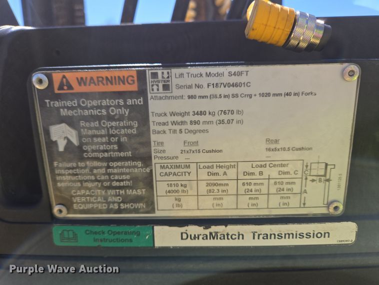 image for item YA0384 2008 Hyster S40FT forklift
