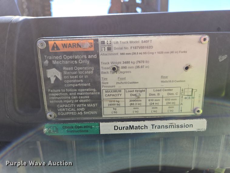 image for item YA0385 2008 Hyster S40FT forklift