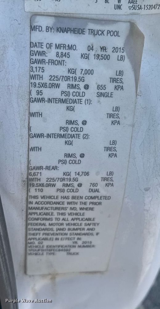 image for item DE2137 2015 Ford F550 Super Duty XL utility / service truck