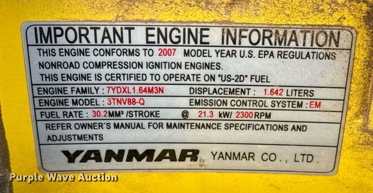 image for item DM5611 2007 Yanmar ViO35-5 mini excavator