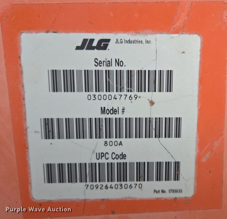 image for item DP6202 2000 JLG 800A boom lift