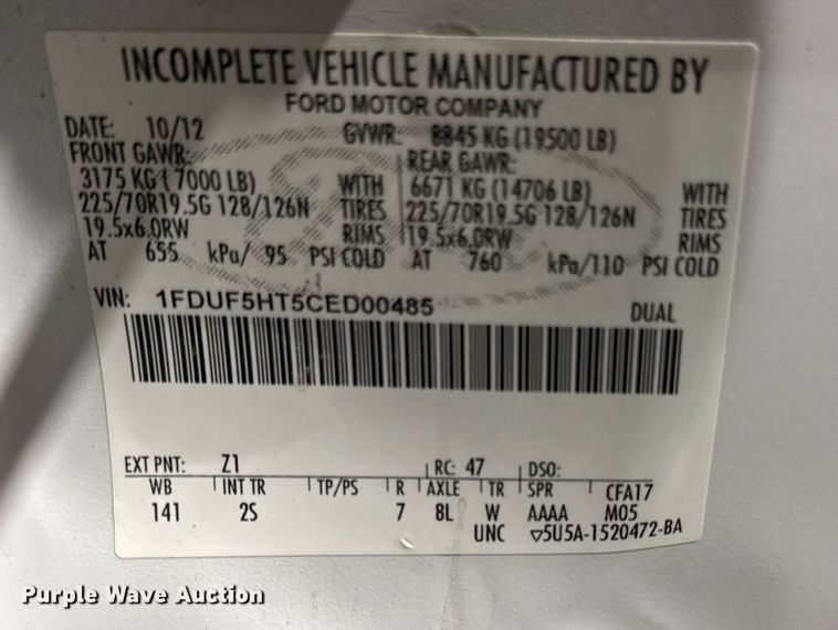 image for item DQ6691 2012 Ford F550 Super Duty bucket truck