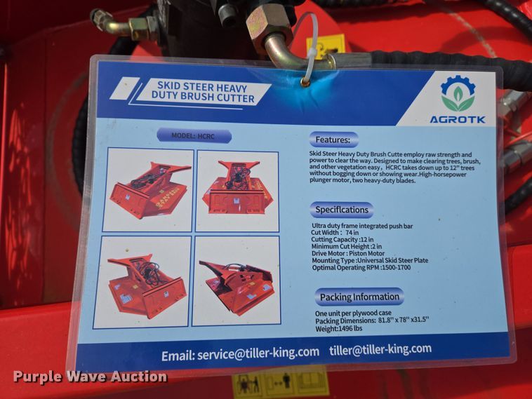 image for item DS5313 2024 AGROTK HCRC skid steer rotary mower