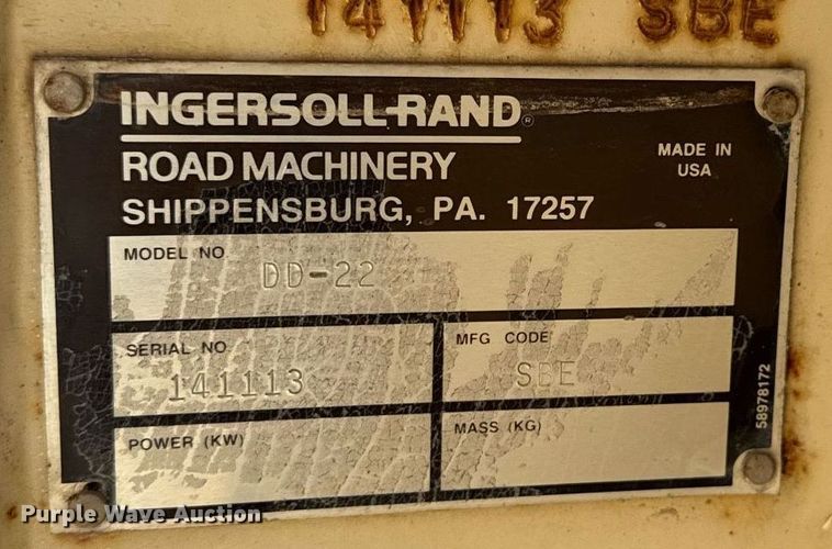 image for item DT0670 1995 Ingersoll Rand DD-22 double drum vibratory roller