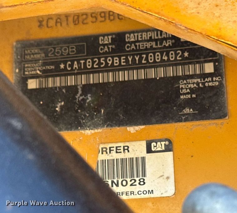 image for item DT0680 2011 Caterpillar 259B tracked skid steer loader