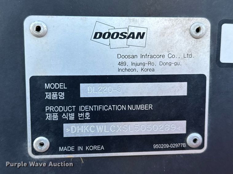 image for item DU3365 Doosan DL220-5 wheel loader