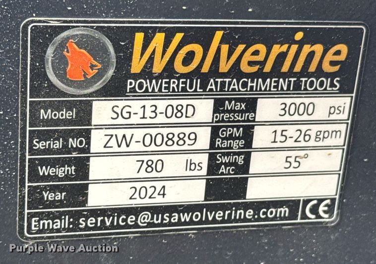 image for item DU9687 2024 Wolverine SG-13-08D skid steer stump grinder