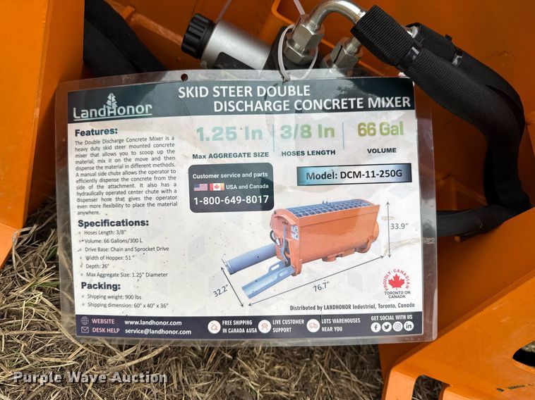 image for item DU9689 2024 LandHonor DCM-11-250G skid steer concrete mixer