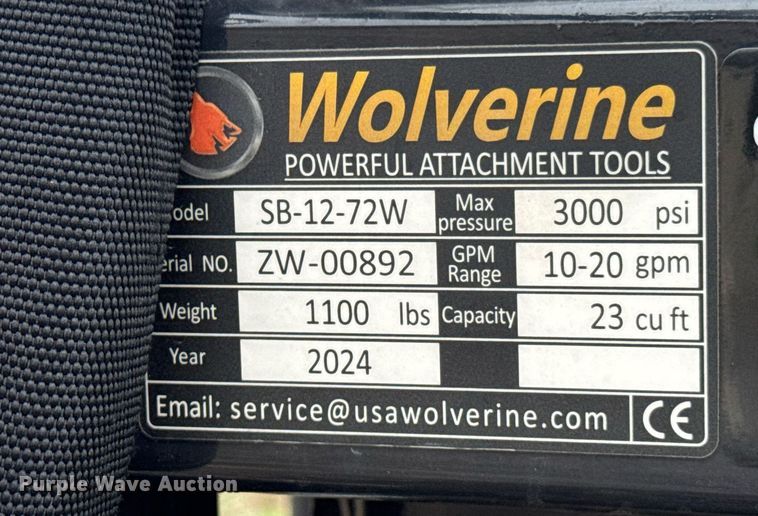 image for item DU9690 2024 Wolverine SB-12-72W skid steer screening bucket