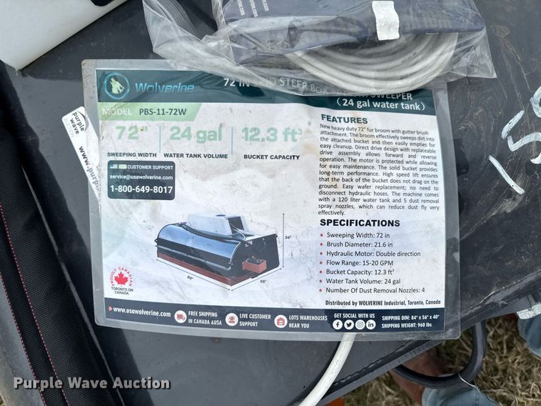 image for item DU9696 2024 Wolverine PBS-11-72W skid steer sweeper