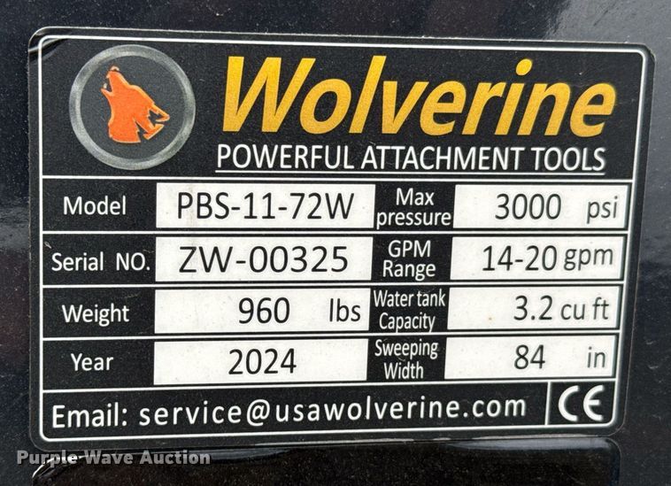 image for item DU9696 2024 Wolverine PBS-11-72W skid steer sweeper