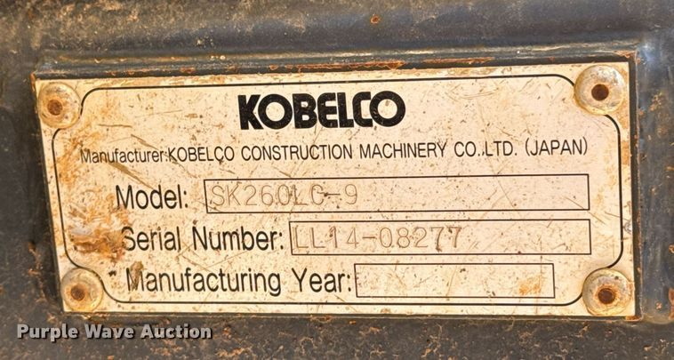 image for item DU9722 2015 Kobelco SK260LC-9 excavator