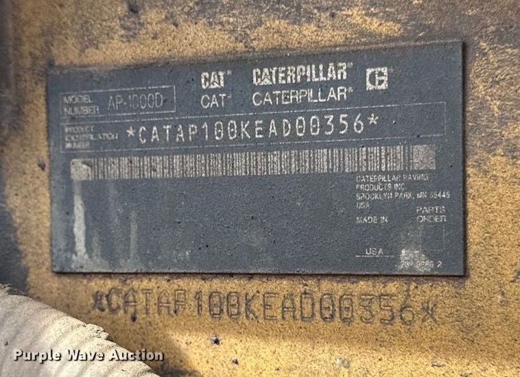 image for item DV0649 2010 Caterpillar AP1000D paver