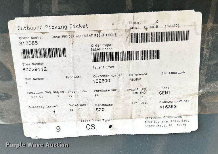 image for item DV0674 Crane parts