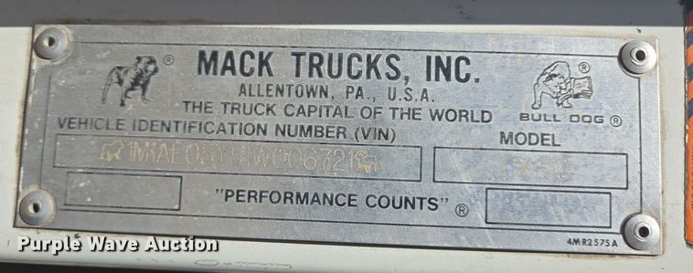 image for item DV1331 2001 Mack CX613 dump truck