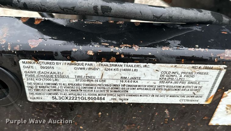 image for item DV1754 2016 Trailerman tilt deck equipment trailer