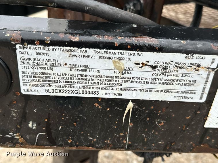 image for item DV1756 2016 Trailerman tilt deck equipment trailer