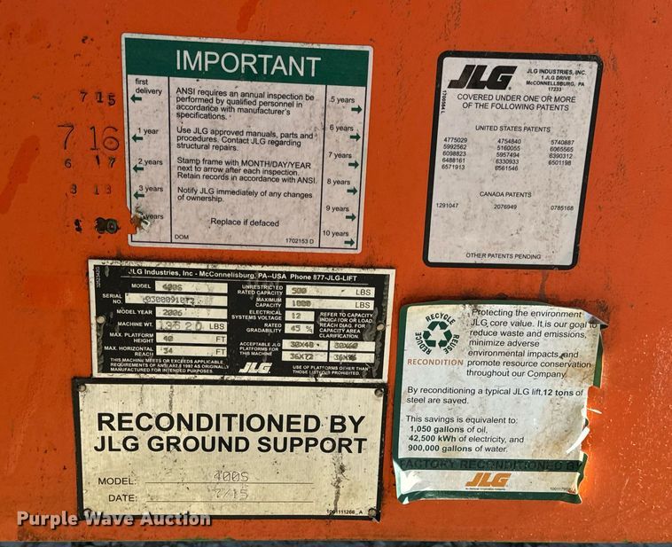 image for item DV1767 2006 JLG 400S boom lift