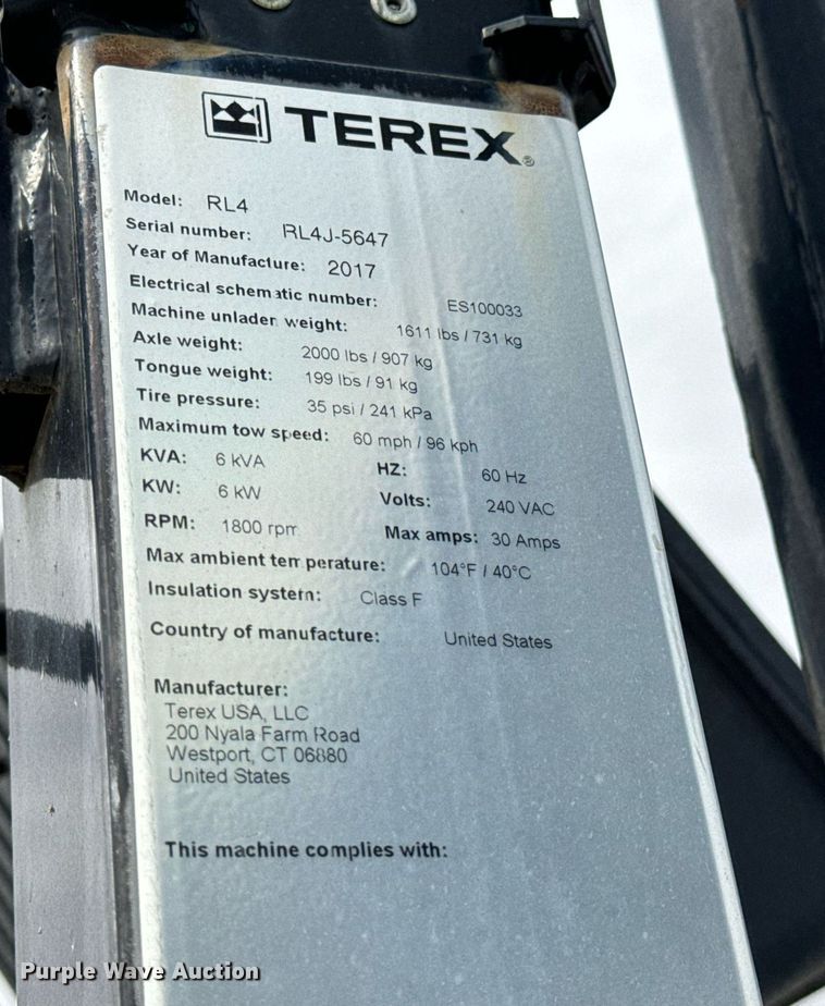 image for item DV1799 2017 Genie RL4 light plant