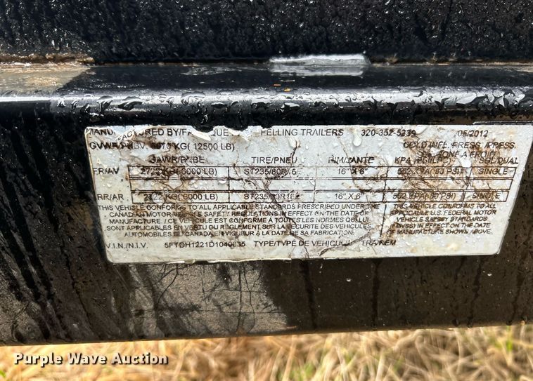 image for item DV1813 2012 Felling dump trailer