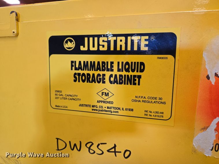 image for item DW8540 (2) Justrite flammable storage cabinets
