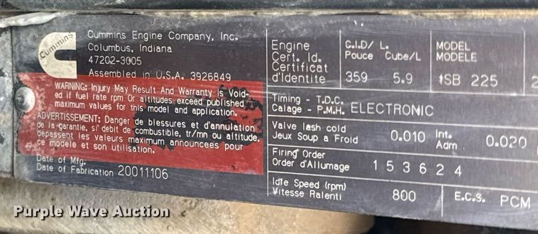 image for item EC3504 2002 Sterling Acterra utility / service truck