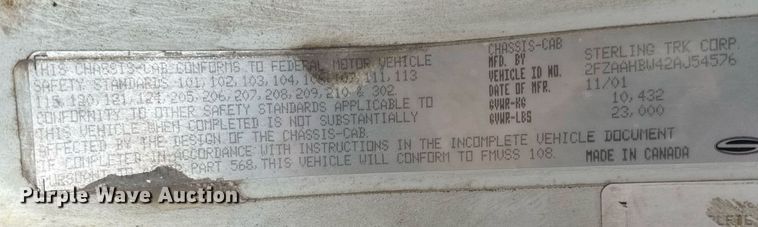 image for item EC3504 2002 Sterling Acterra utility / service truck