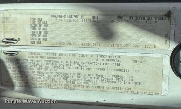 image for item ED5558 2006 Sterling A-Line dump truck