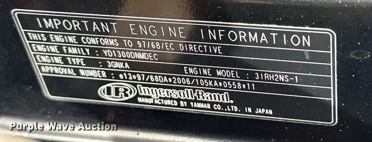 image for item EG2611 2011 Ingersoll Rand P90BWIRU air compressor