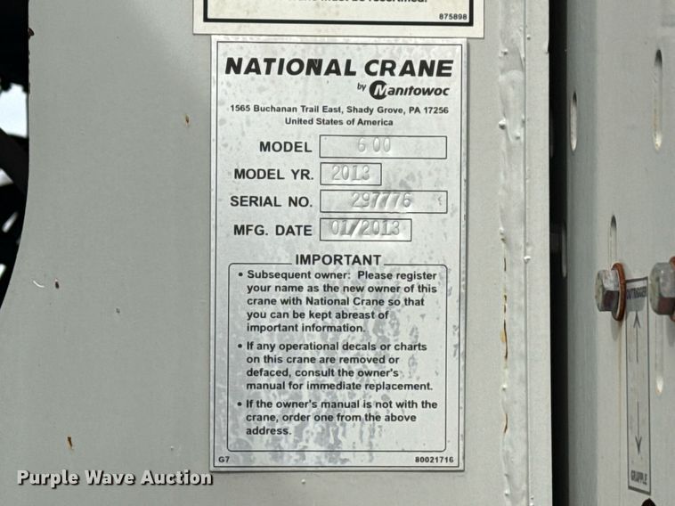 image for item EG2613 2012 Freightliner 114SD crane truck