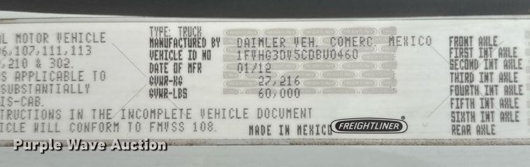 image for item EG2613 2012 Freightliner 114SD crane truck