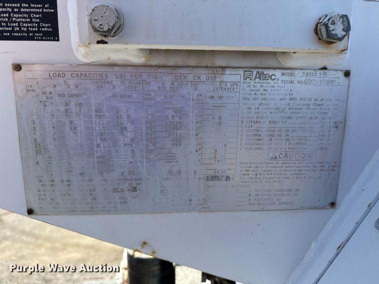 image for item EG2621 2001 Freightliner FL80 digger derrick truck