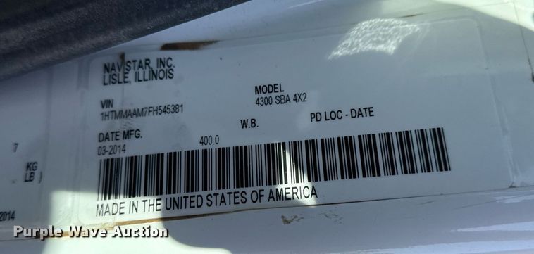 image for item EG2625 2015 International 4300 water truck