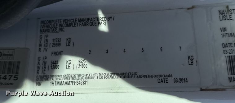 image for item EG2625 2015 International 4300 water truck