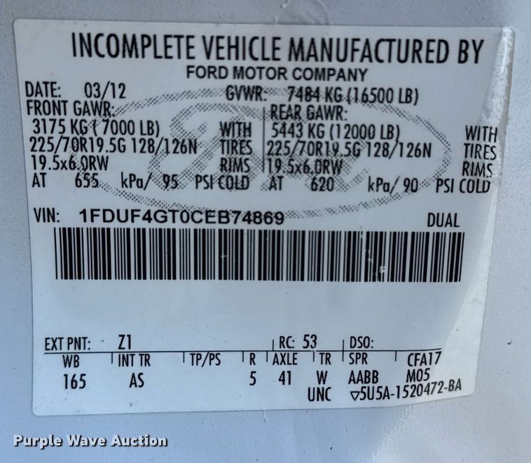 image for item EG2626 2012 Ford F450 Super Duty bucket truck