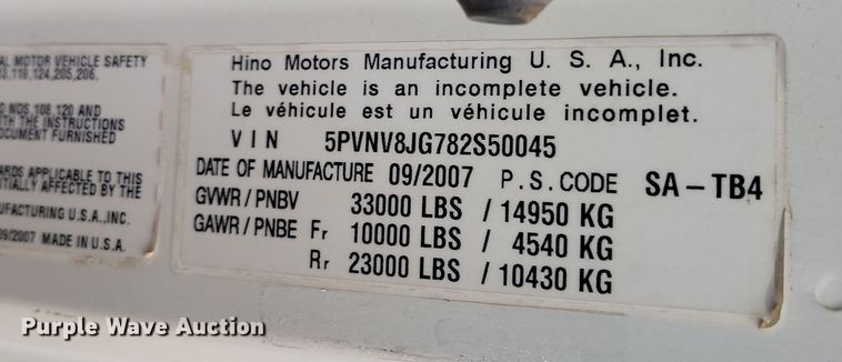 image for item EH0180 2008 Hino dump truck